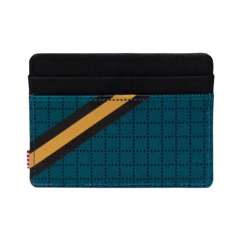 Herschel Polyester Coin Purse, Card Holder Unisex Mesh Harbor Blue/Classic Black/Amber Yellow-2