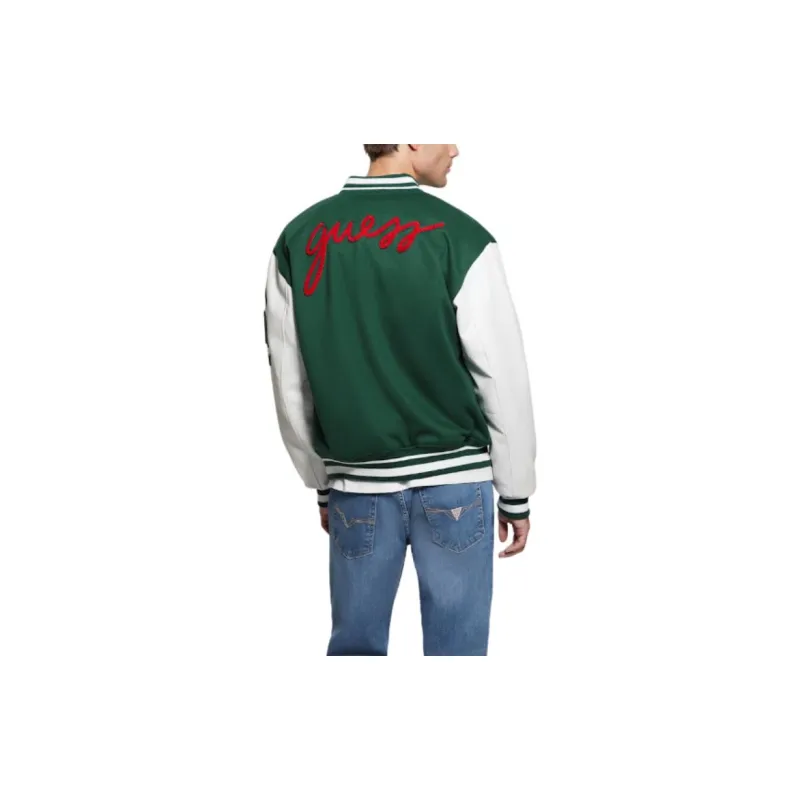 GUESS Bear Varsity Jacket Jackets Coats Men's Green-2