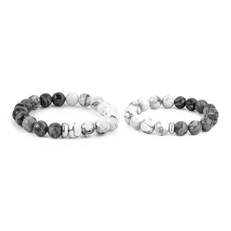 SIMPLE JOYS Bracelets Unisex Map Stone White Turquoise Stretchable Minimalist Style New Chinese Trend-21
