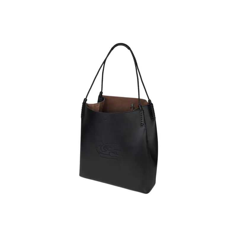 ETRO Leather One Shoulder Handbag Tubas Women's Black-3