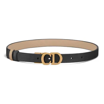 DIOR Letter Emblem Smooth Buckle Leather Belts Women's Black Width  2cm