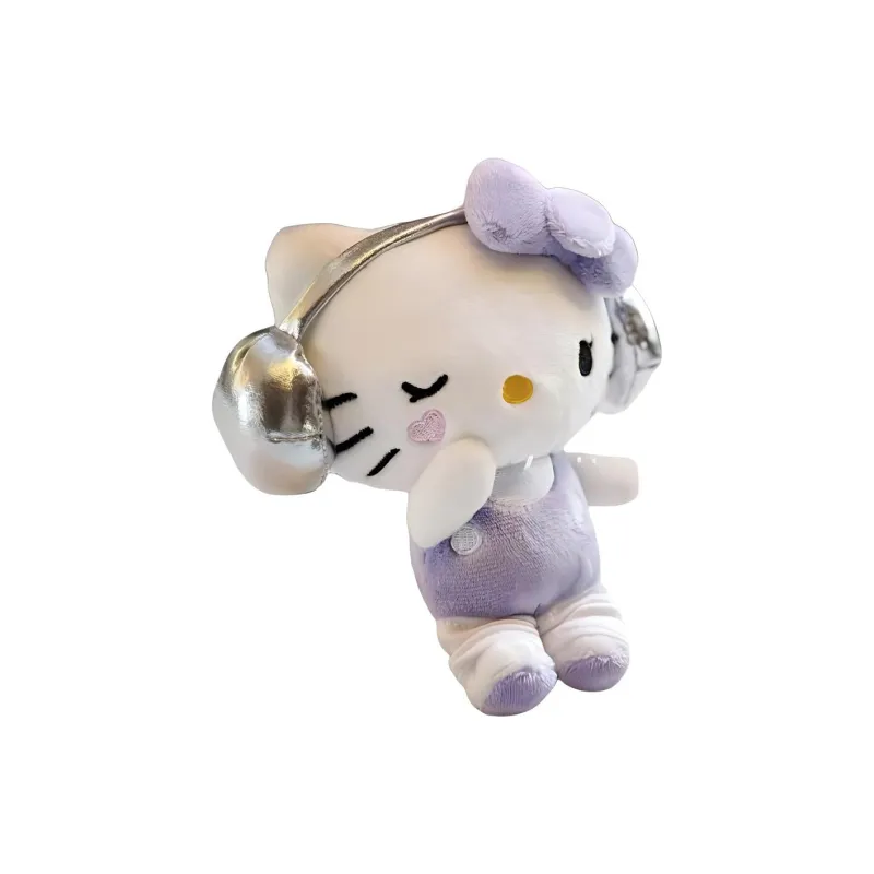Sanrio x Avail Collaboration Limited Edition Silver Headphone Hello Kitty Dolls Plush Pendant 14cm Height-2