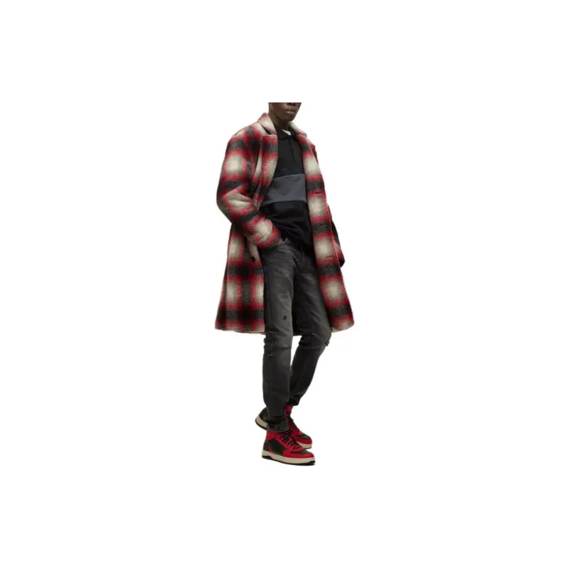 HUGO BOSS FW23 Regular Fit Coat In Checked Teddy With Smooth Lining Coat Men's Red-3
