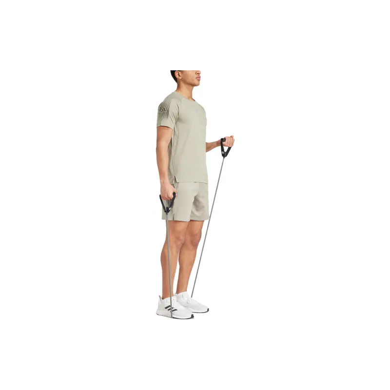 Adidas GymGym+ T-Shirt Men's Eggstone Silver Gray/Dark Olive Green-1