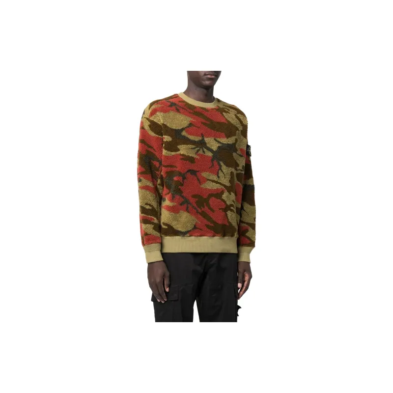 STONE ISLAND Camouflage Pattern Crewneck Fleece Jumper-3