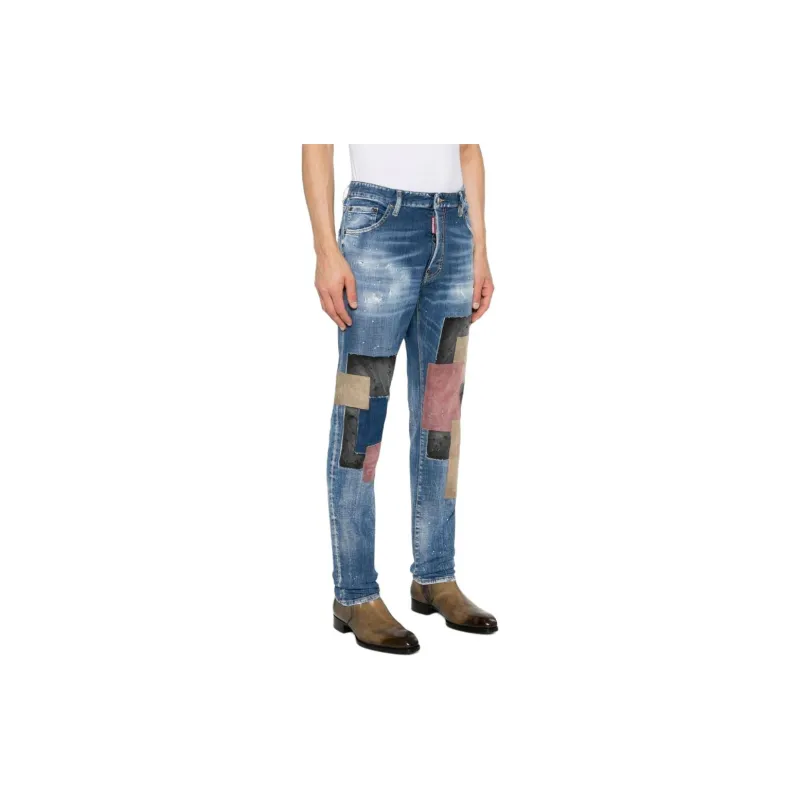 DSQUARED 2 Cool Guy Patchwork Designed Distressed Jeans-3