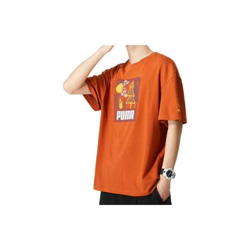 PUMA T Shirts Men Orange-3