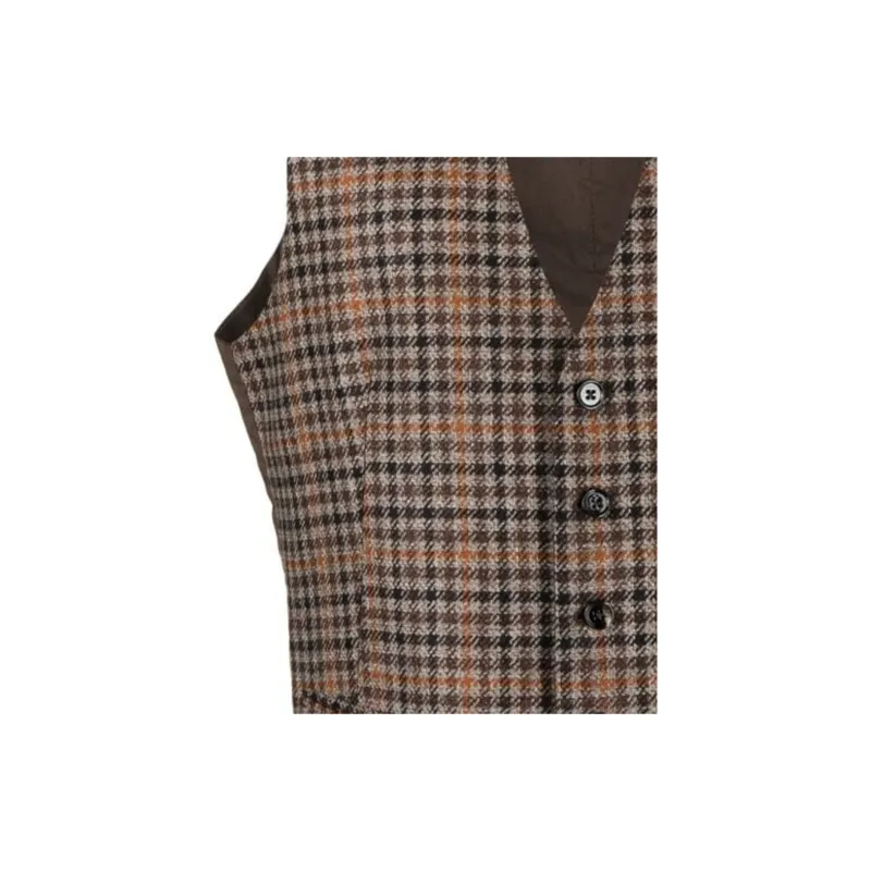 Tagliatore Checked V Neck Waistcoat-5