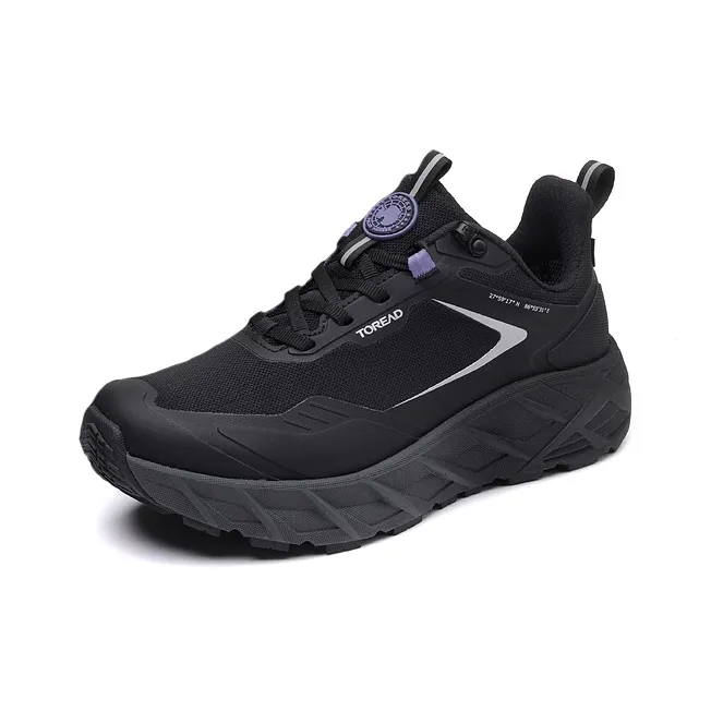 TOREAD Anti Slip Wear Resistant Low Top Trekking Shoes Women's Black Purple-0