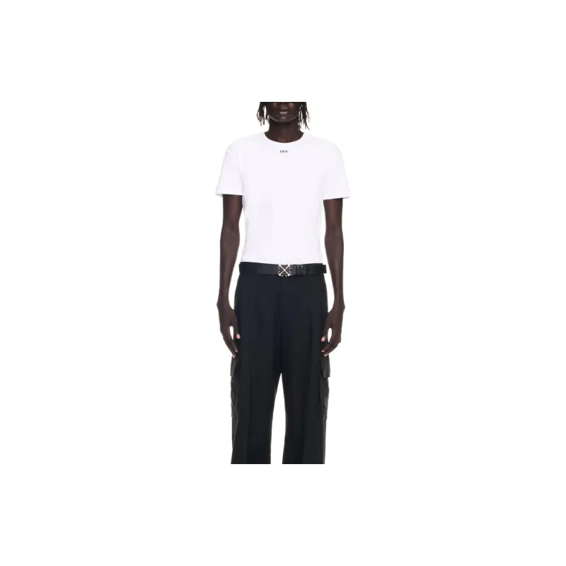 Off- Off Stamp Crewneck Straight Hem T-Shirt-1