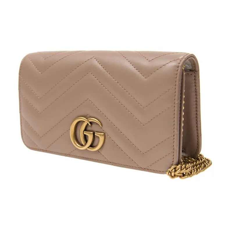 GUCCI Marmont Cow Leather Shoulder Bag Crossbody Bag Mini Women's Nude-1
