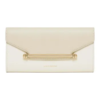 Strathberry Smooth Calf Leather Shoulder Bag Crossbody Bag Women's Vanilla Color With Diamond Color