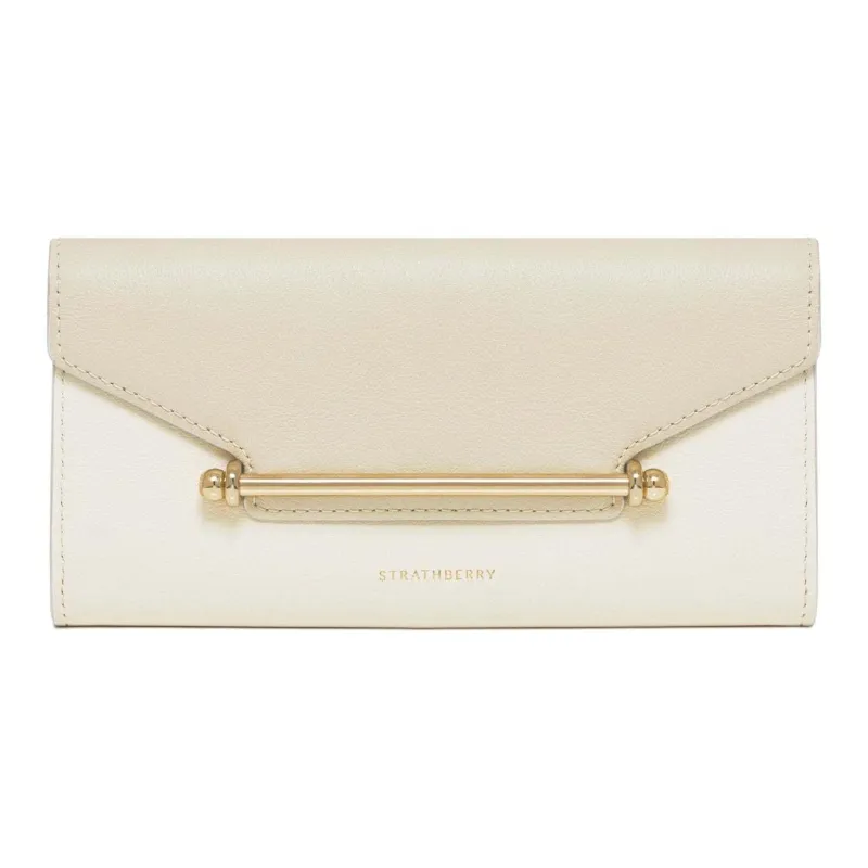 Strathberry Smooth Calf Leather Shoulder Bag Crossbody Bag Women's Vanilla Color With Diamond Color-0