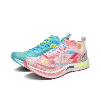 PANKE Running Shoes Unisex Low Top Mismatched Peacock Blue+Cherry Blossom Pink