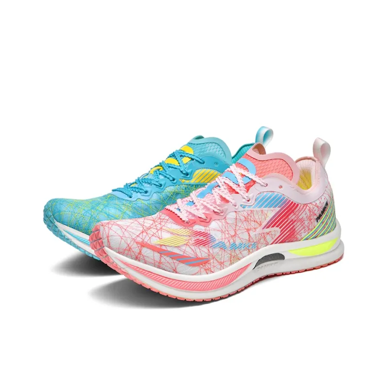 PANKE Running Shoes Unisex Low Top Mismatched Peacock Blue+Cherry Blossom Pink-0