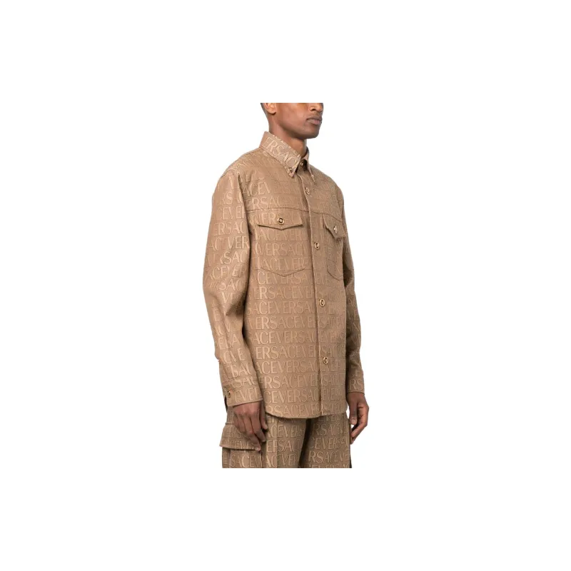 VERSACE Allover Jacquard Button Up Shirt-4