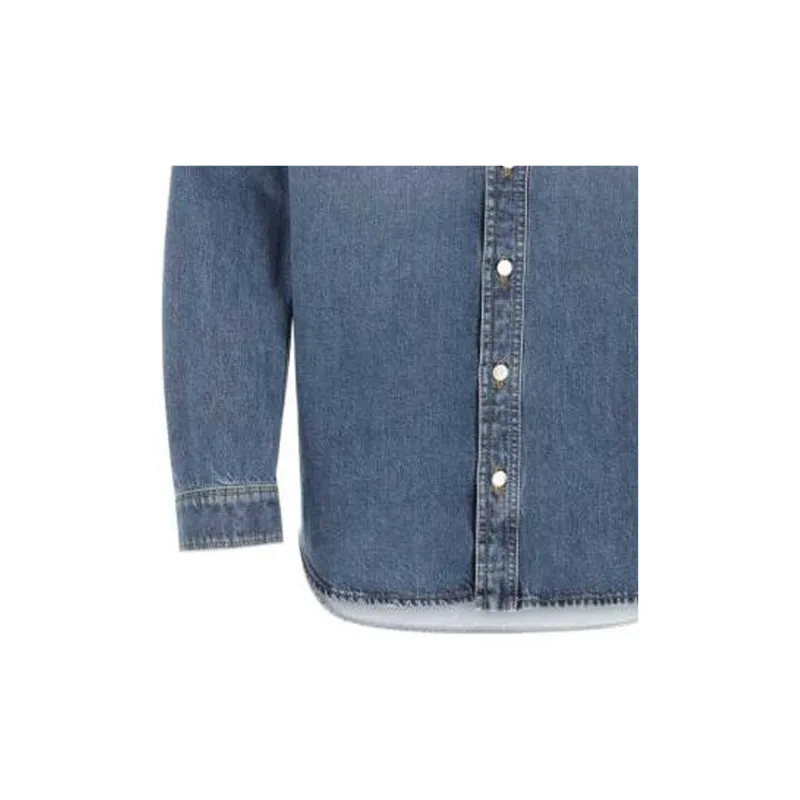 Valentino Stud Detailed Long Sleeved Denim Shirt-5