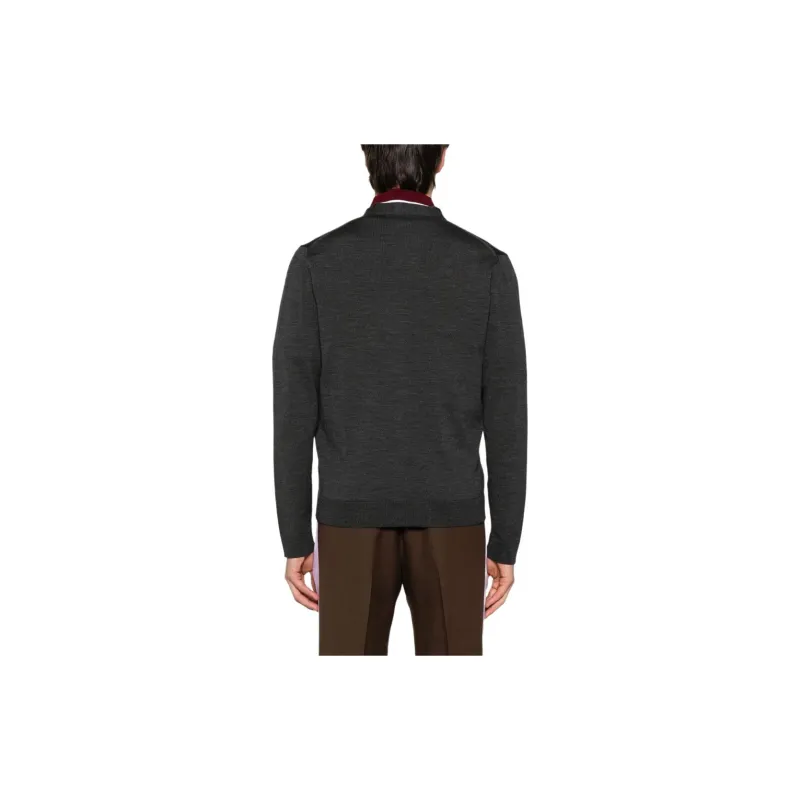 GUCCI Logo embroidered Wool Cardigan-2