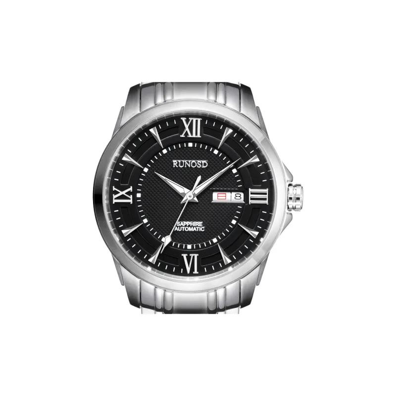 RUNOSD Mechanical Movement Stainless Steel Watchband Watch Men's Watches White Dial-8