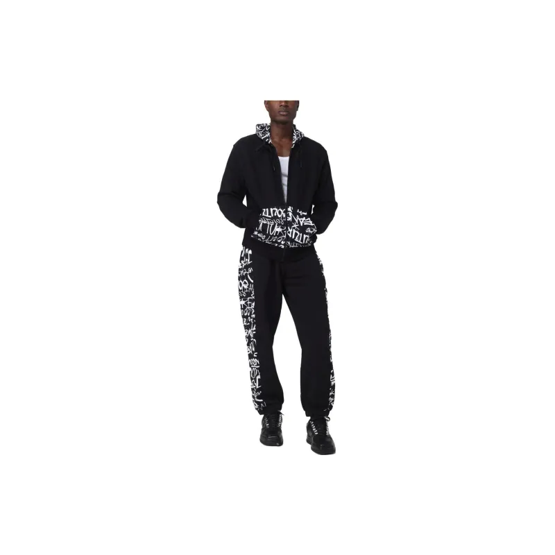 VERSACE JEANS Graffiti print Zip up Cotton Hoodie-5