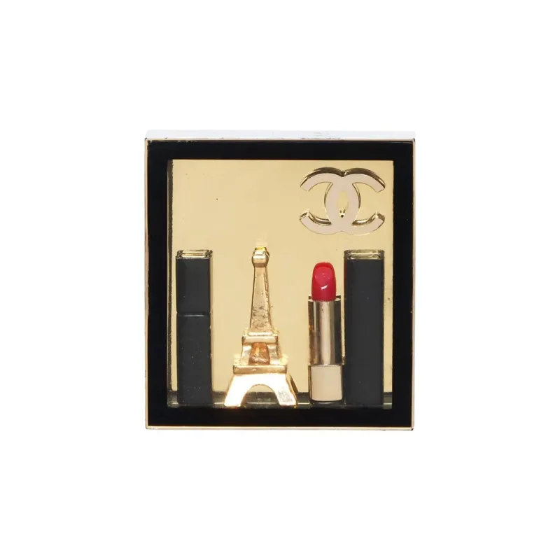 CHANEL Gold-Plated Brooches Women's Blue-1