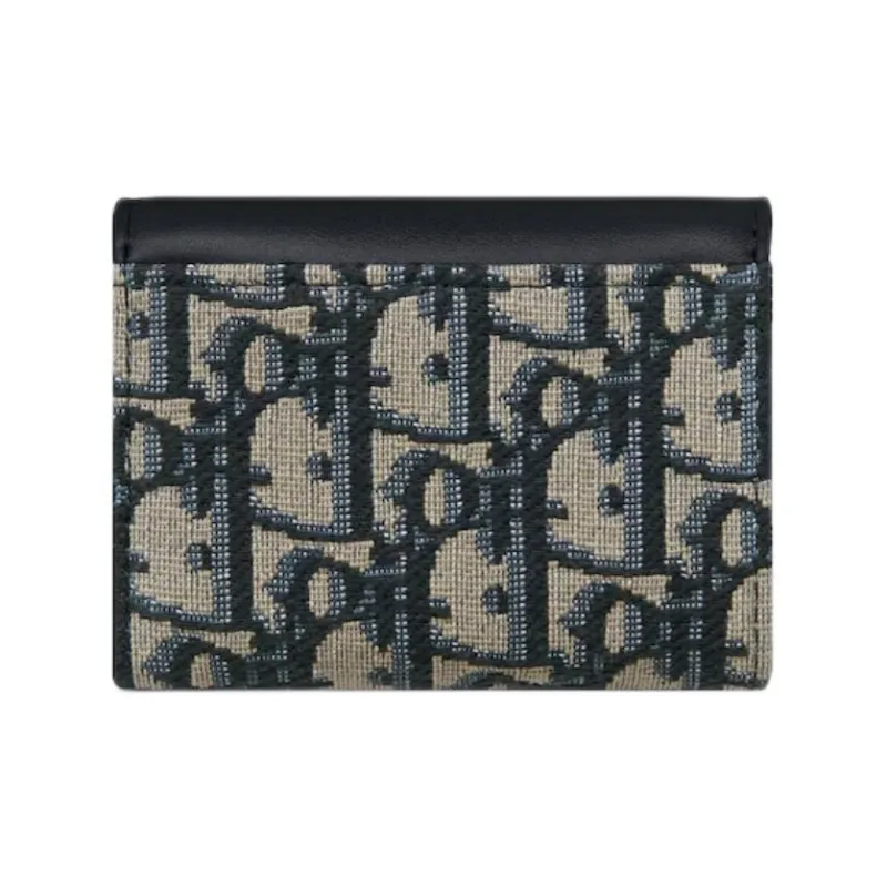DIOR 30 Montaigne Cotton With Calfskin Wallet Regular Women's Blue-4