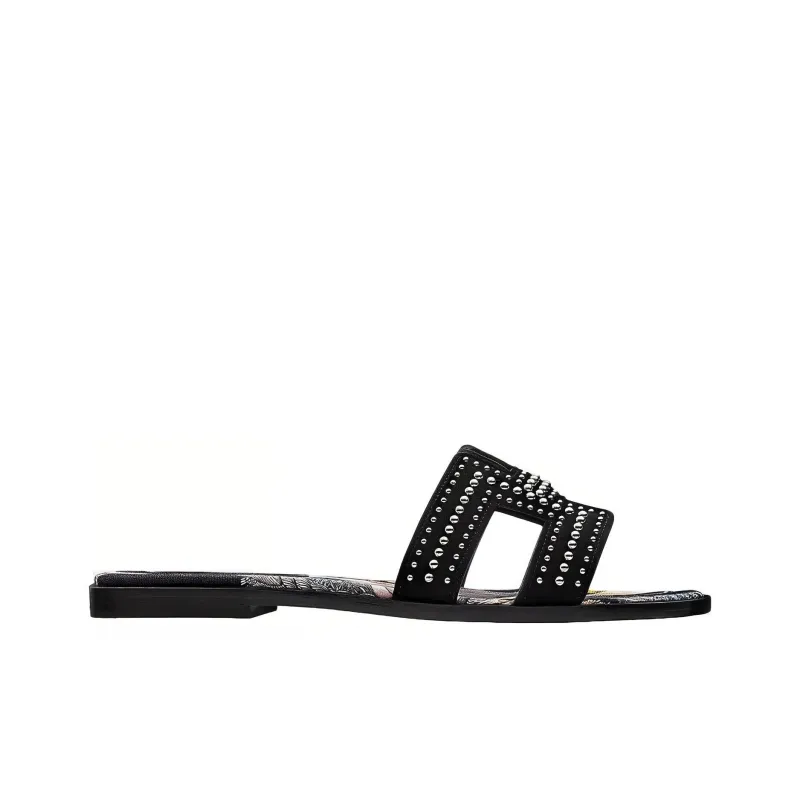 HERMES Oran Slide Slippers Women's Black-1