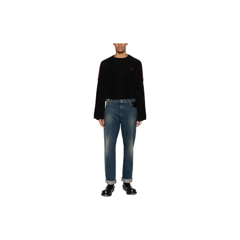 BALMAIN Leather Pocket Regular Denim Pants-1