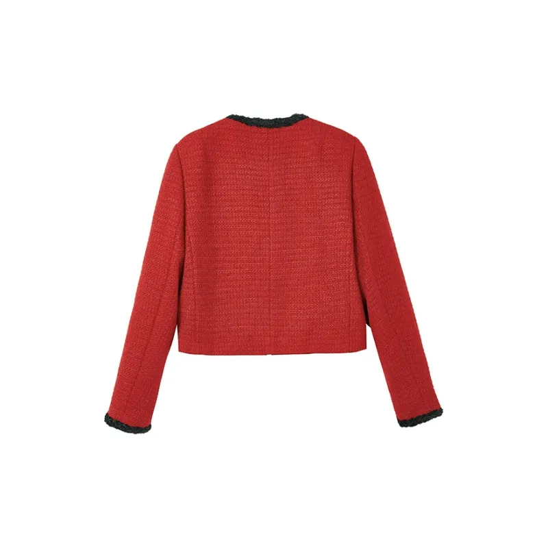 Yu Qianwen Cropped Coats Women's China Red-1
