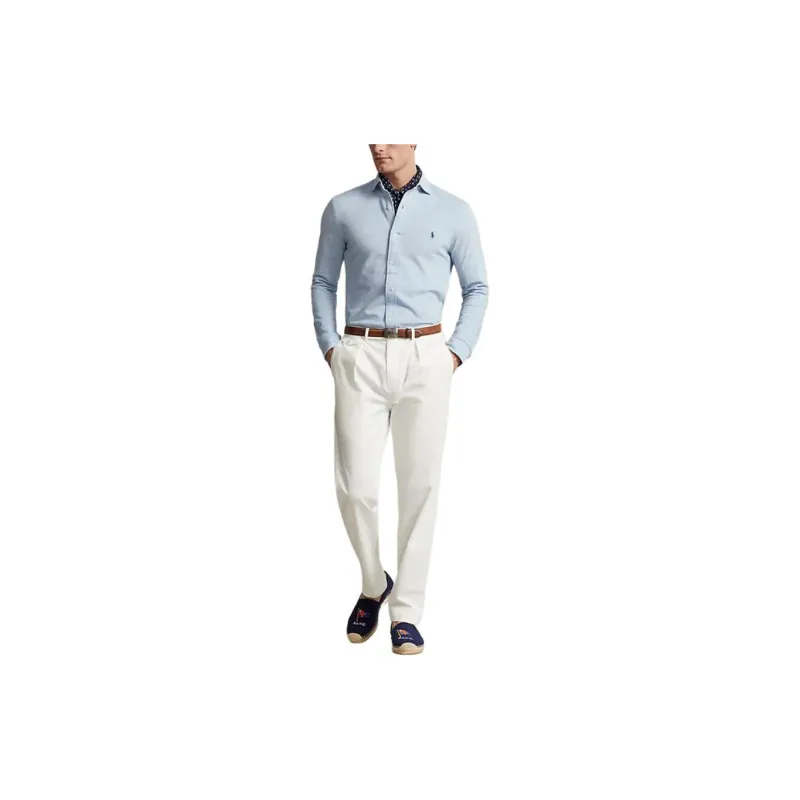 Polo Ralph Lauren Jacquard Textured Mesh Shirt Shirt Men's Light Blue-1