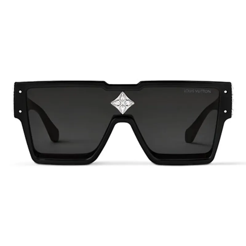 LOUIS VUITTON Metal Acetate Glass Irregular Shape Sunglasses Unisex Black-0
