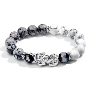 BYTHERE 999 Fine Silver With White Turquoise Bracelets Men's
