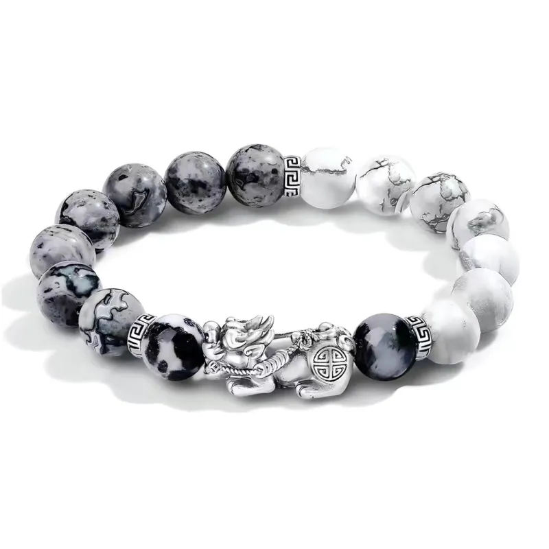 BYTHERE 999 Fine Silver With White Turquoise Bracelets Men's-0