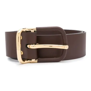 Chloe Solid Color Smooth Buckle, Pin Buckle Calfskin Leather Belts Women's Brown Width 4.5CM
