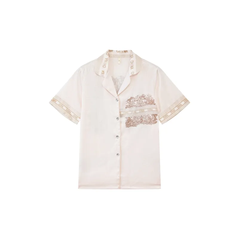 Kosrood Pajama Set Women's Golden Branches And Jade Leaves Short And Long-1