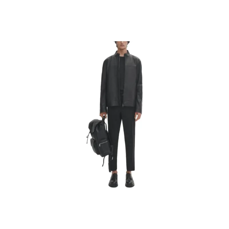Massimo Dutti Leather Jacket Men's Black-2