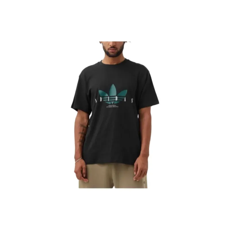 Adidas Original Trefoil Script T Shirt Men's Black-1