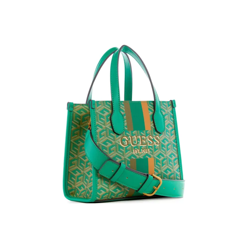 GUESS Artificial Leather Tote Bag Shopping Bag Handbag Mini Women's Green-1
