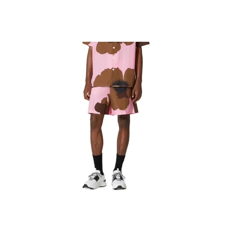 Valentino Flower Portrait Print Poplin Bermuda Shorts-3