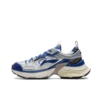 LiNing Star Cushioning Anti Slip Wear Resistant Breathable Height Increasing Low Top Casual Shoes Men's White Blue