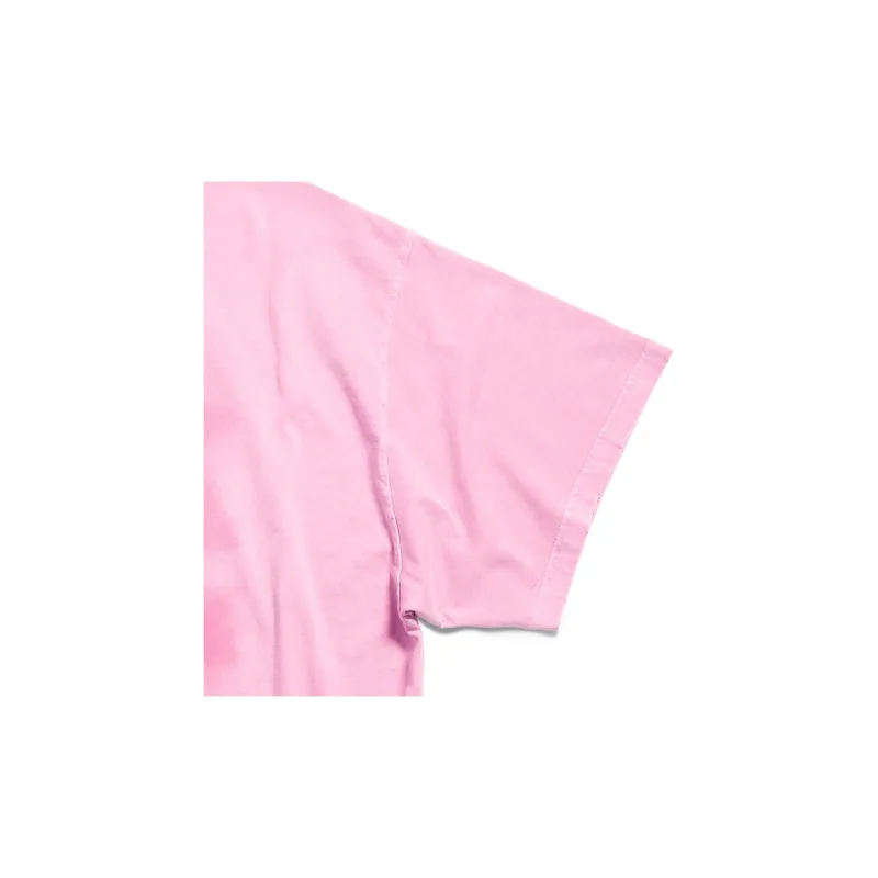 Balenciaga Drop Shoulder Sleeve T Shirt Unisex Pink Loose Fit-4