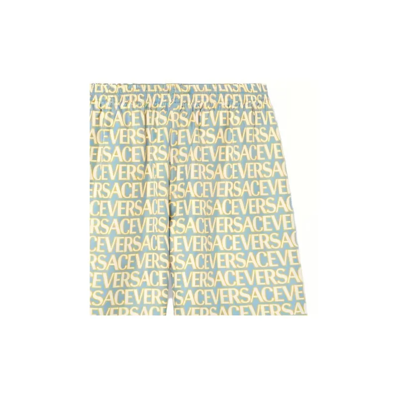VERSACE All Over Logo Printed Knee Length Shorts-4