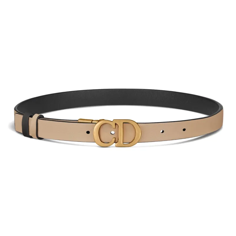 DIOR Letter Emblem Smooth Buckle Leather Belts Women's Black Width  2cm-2