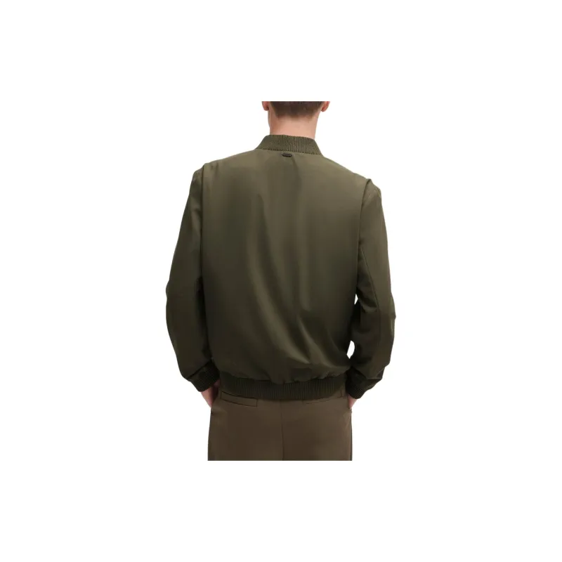 HUGO BOSS Slim-Fit Jacket In Performance-Stretch Cloth Jackets Coats Men's Green-2