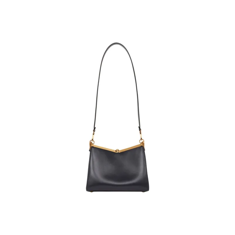 ETRO Leather Portable Crossbody Bag Shoulder Bag Medium Size Women's Navy Blue-4