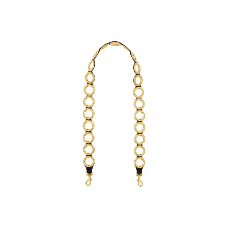 REBECCA MINKOFF Leather Metal Bag Shoulder Strap Women's Gold & Black-0