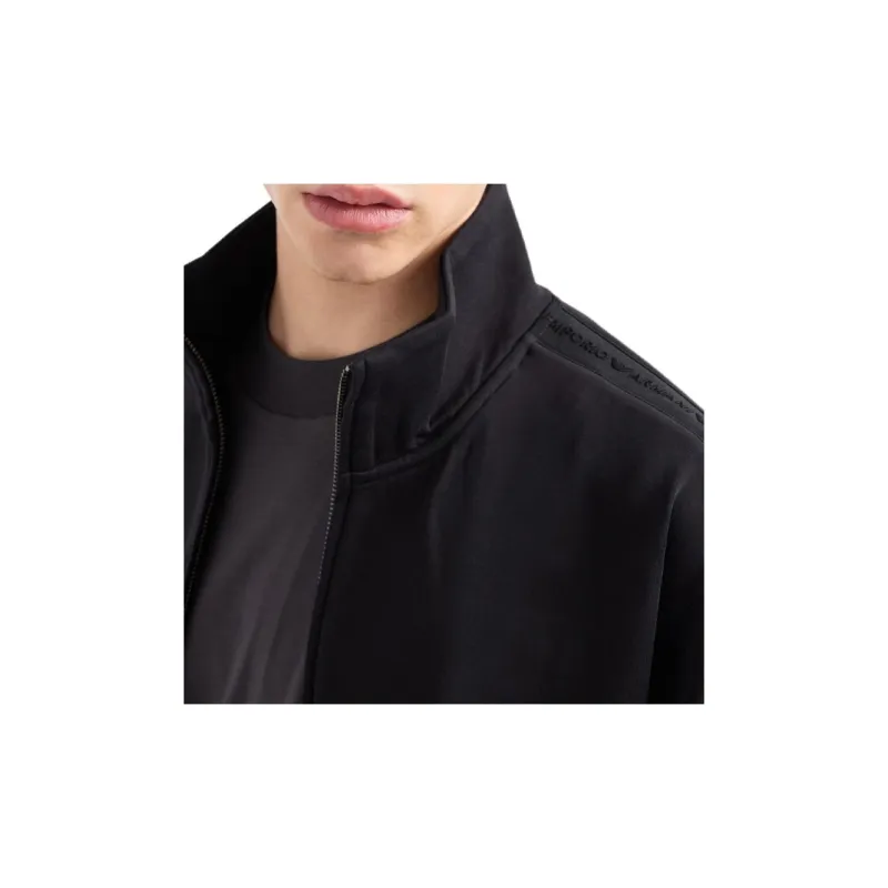 EMPORIO ARMANI Double jersey Full zip Sweatshirt With Embossed Logo Lettering Tape-4