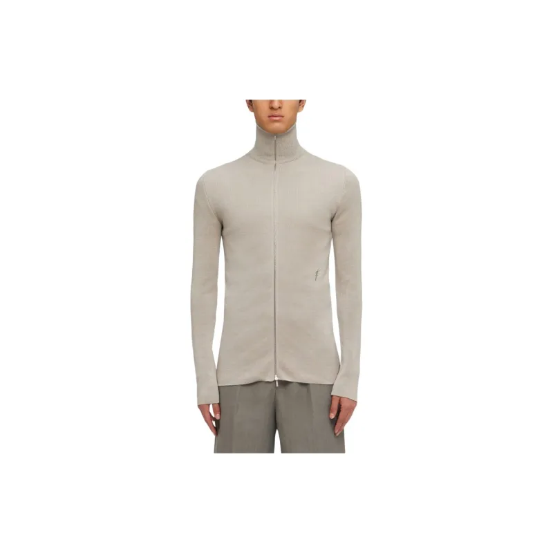 Ferragamo Logo embroidered Linen Zip Cardigan-2