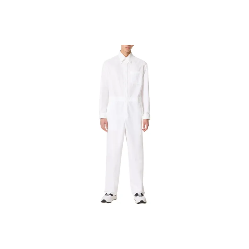 Valentino Combinaison En Popeline De Coton Avec Broderie Florale Jumpsuit Men's White-1