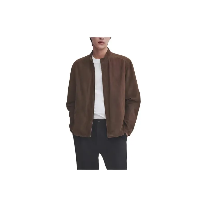 Massimo Dutti Leather Jacket Men's Light Yellow-2